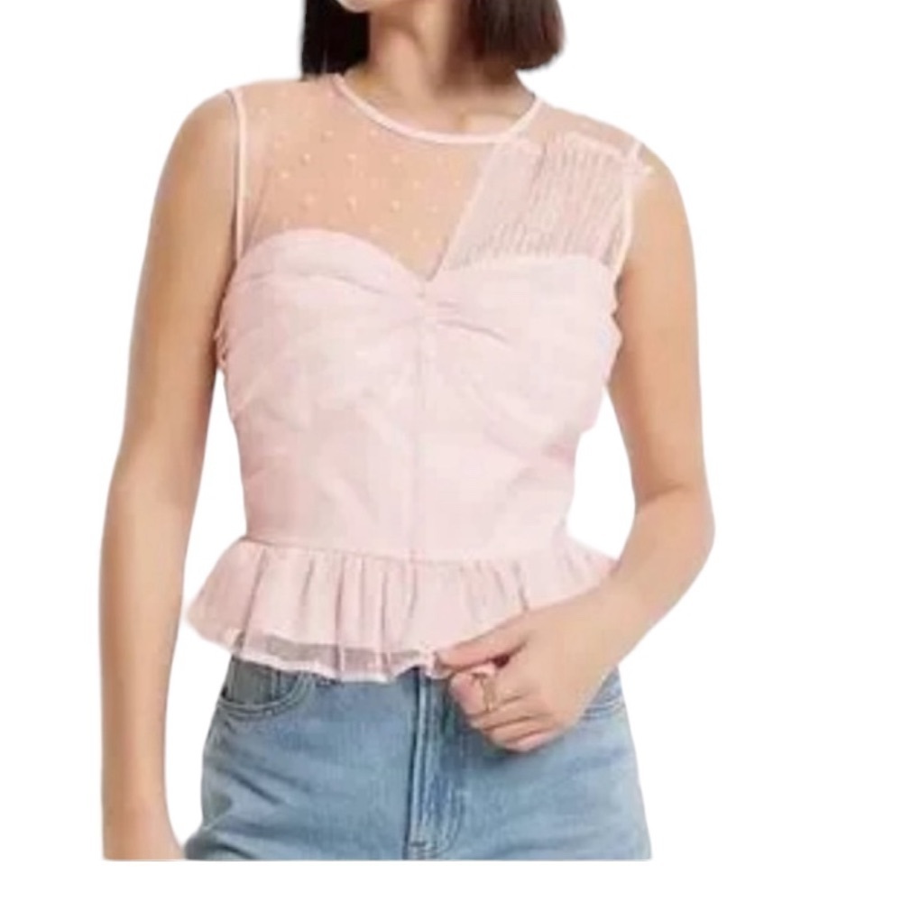 Express Tulle Swiss Dot Blouse